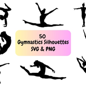 50 Gymnastics Silhouette PNG & SVG Bundle Graphic Digital Download Image Transparent Background, Clip Art, File Format, T-Shirt Design