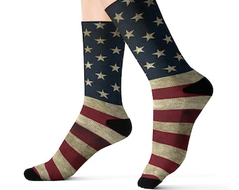 Vintage Distressed American Flag Sublimation Socks