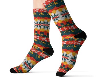 Brzydki świąteczny sweter sublimacja szalone głupie śmieszne skarpetki