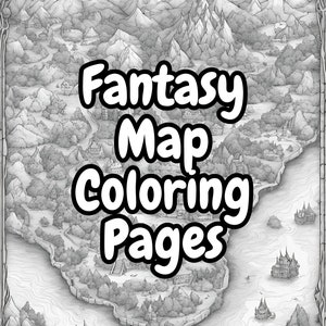 10 pages d'un livre de coloriage carte fantastique imprimable en téléchargement numérique