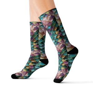 Mermaid Scales Sublimation Crazy Silly Funny Socks