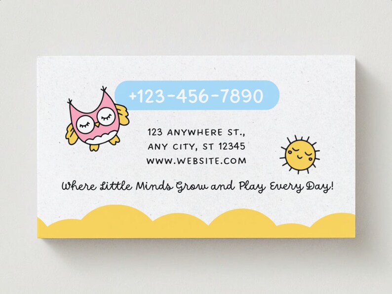 Daycare & Nursery design business card template digital download