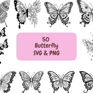 50 Butterfly PNG & SVG Bundle Graphic Digital Download Image Transparent Background, Clip Art, File Format, Design, Clipart Designs Pack