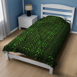 Green Dragon Scales Velveteen Plush Blanket
