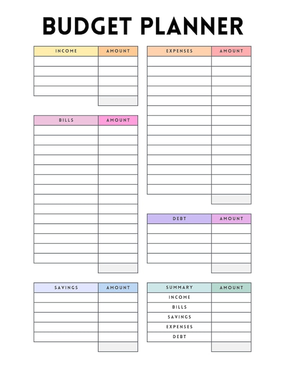 Budget Planner Printable Instant Digital Download PDF