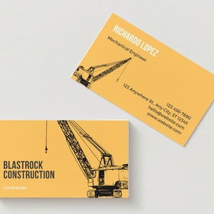 Bau Visitenkartenvorlage, bearbeitbar doppelseitig, digitaler Download, professionelles Design diy PDF PNG Unternehmer Wirtschaftsingenieur
