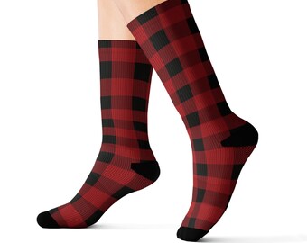 Krata Tartan Flanelowe Sublimacja Szalone Głupie Śmieszne Skarpetki