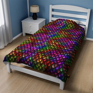 Rainbow Dragon Scales Velveteen Plush Blanket