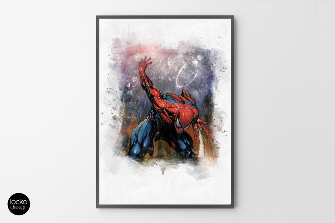 Spiderman Print A4 and A3 High Quality Unframed Modern Watercolour ...
