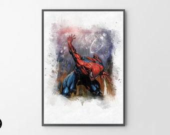 Spiderman Watercolour Print, Superhero Wall Art (Digital Download)