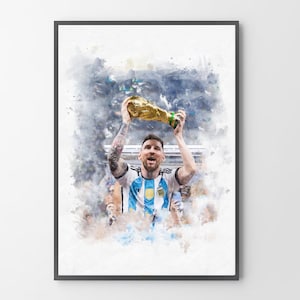 Messi Print A4 and A3 High Quality Unframed Modern Watercolour Superhero Prints Boys Girls Room Kids Bedroom Home Decor Modern Wall Art
