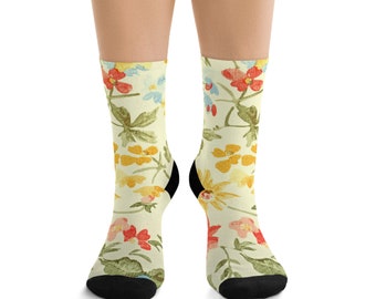 Meias florais, meias vintage, meias femininas, meias femininas, presentes para ela