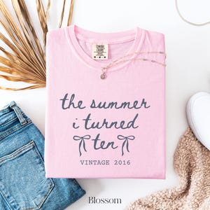 Custom 10th Birthday Shirt Youth Comfort Colors Summer I Turned 10, Birthday Bow Shirt, 10 Year Old Birthday Gift Girl, Gift For Daughter