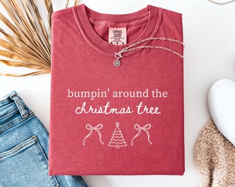Christmas Pregnancy Reveal Shirt, Christmas Pregnancy Announcement, Bumpin Around The Christmas Tree Baby Announcement, Pregnancy Reveal Tee