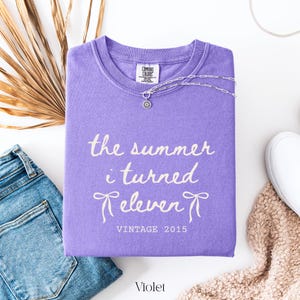 Custom 11th Birthday Shirt Youth Comfort Colors Summer I Turned 11, Birthday Bow Shirt, 11 Year Old Birthday Gift Girl, Gift For Daughter