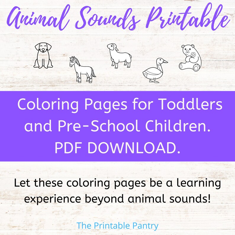 Animal Sounds Printable Coloring Pages for Toddlers and Etsy