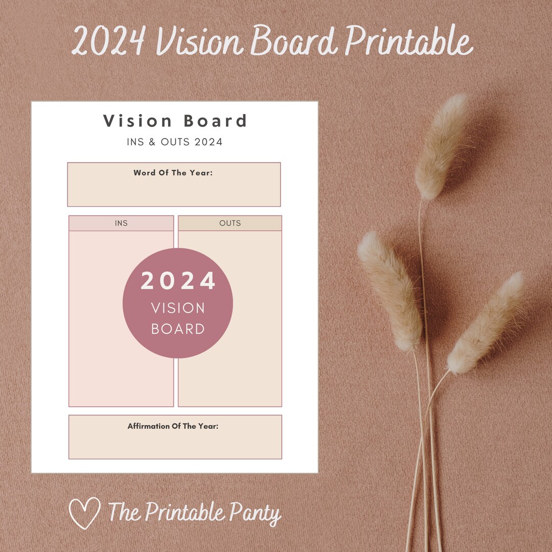 2024 Vision Board Printable Ins & Outs Digital Printable 2024 Goals ...