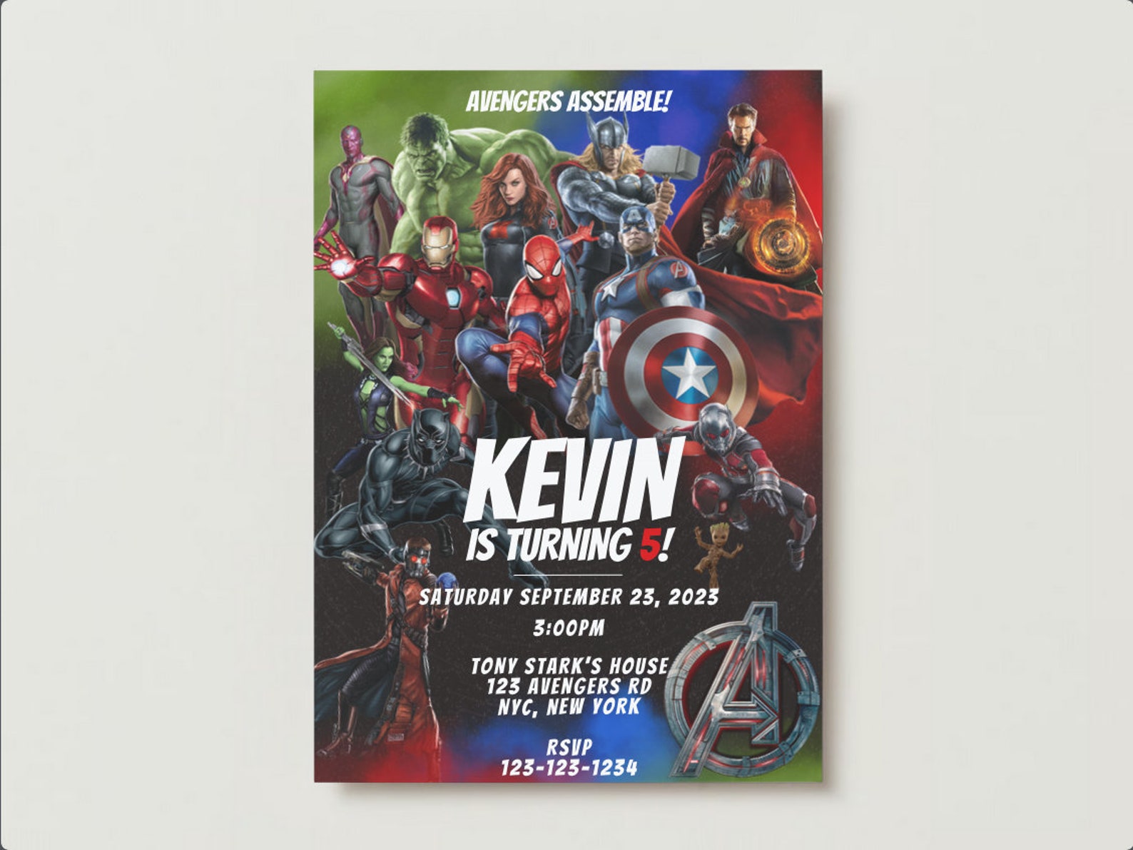 Avengers Birthday Invitation, Superhero Birthday Invitation, Boys