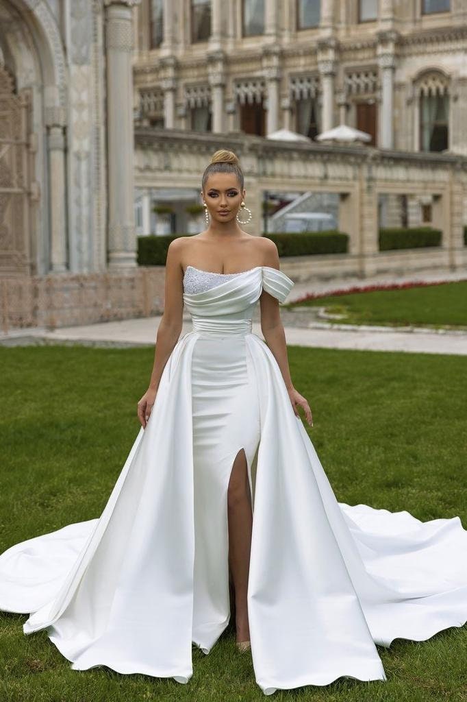 white reception dress for bride