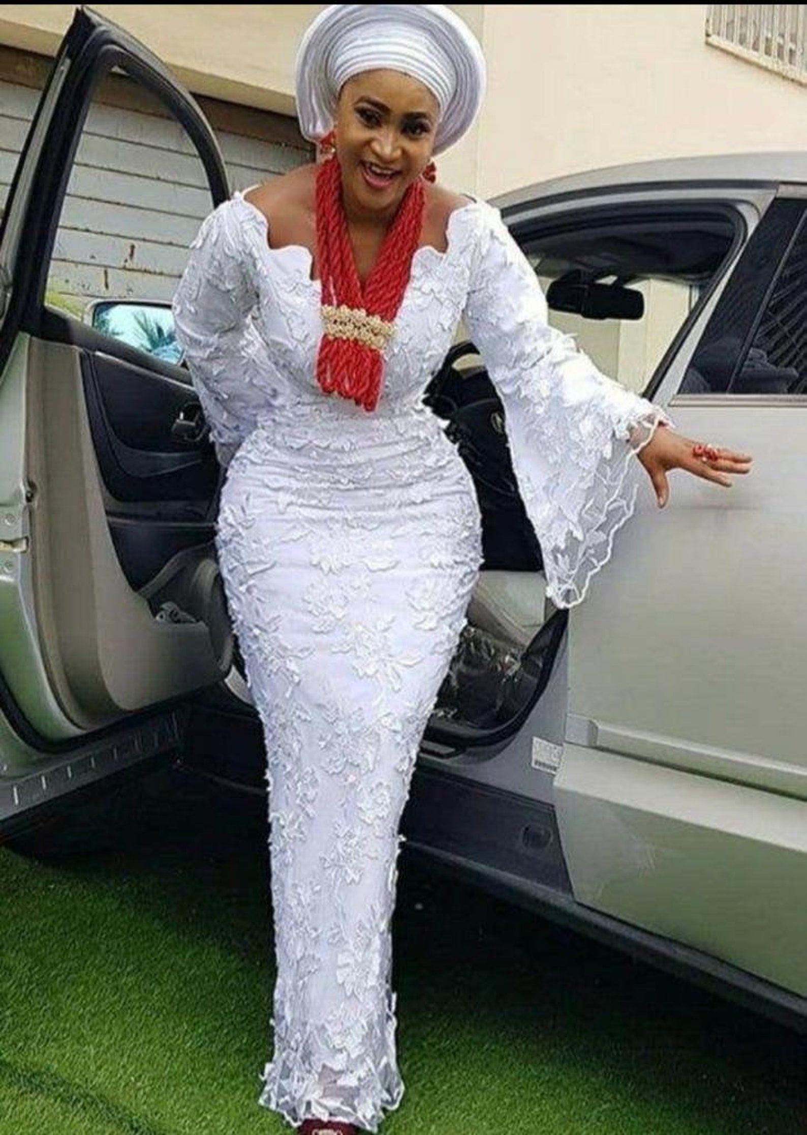 White African Party Lace Dress Long Fitted Pencil Lace Dress Etsy