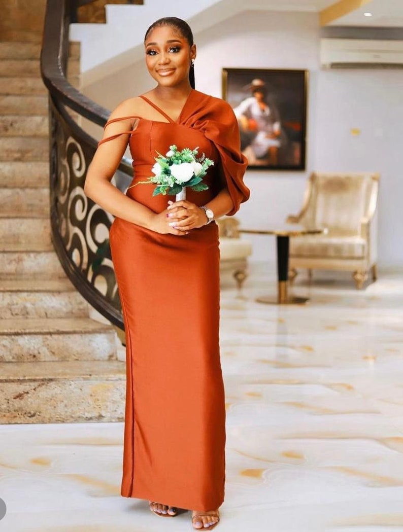 Burnt Orange Bridesmaid Dresses, Bridesmaid Dresses With One Shoulder