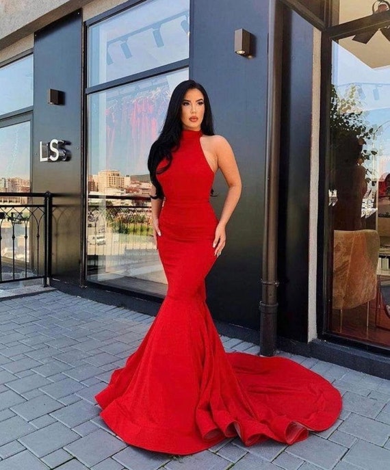 Turtle neck top prom dresses