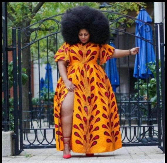 Plus size printed clearance maxi split dress