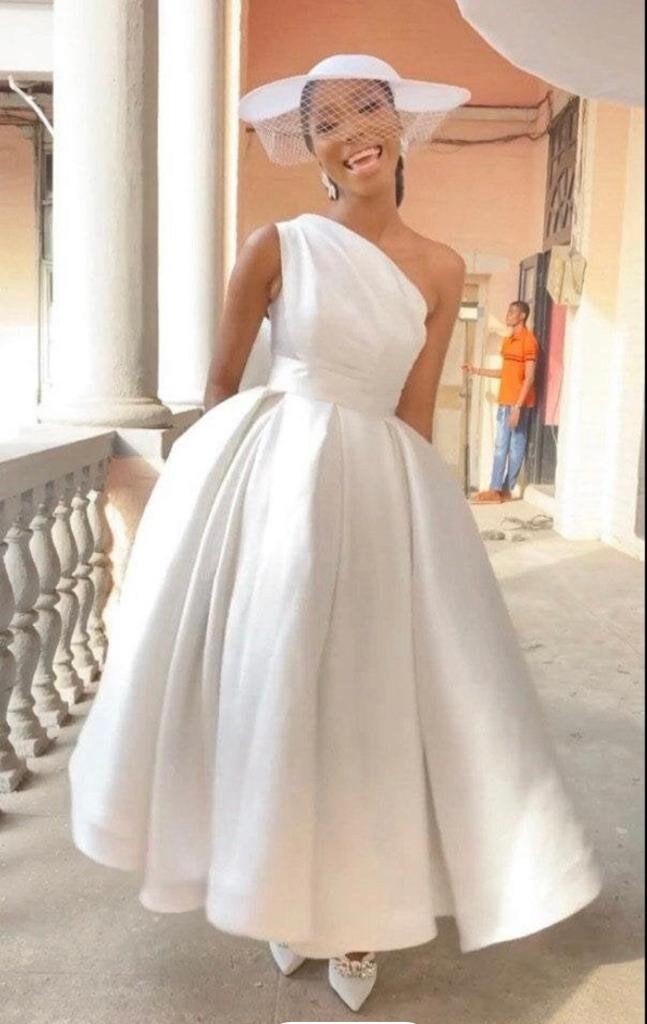 White One Shoulder Reception Dress Maxi Mermaid Dress - Etsy