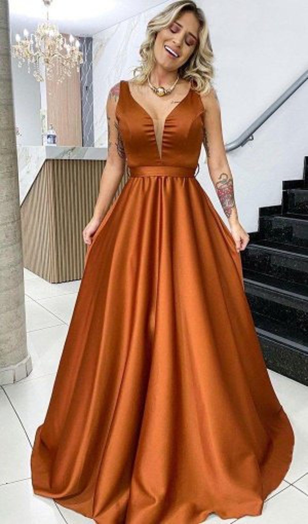 Burnt Orange Bridesmaid Dresses, African Women Clothing, Bridal Party