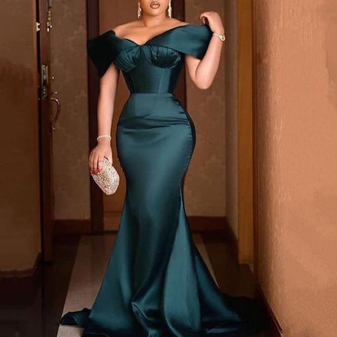 Formal Wear Dresses Simple Mermaid Sleeveless Prom Dress Off-the-Shoulder Floor Length With Slit Prom Dress Prom Dresses Stores/Plus Size Formal Dress