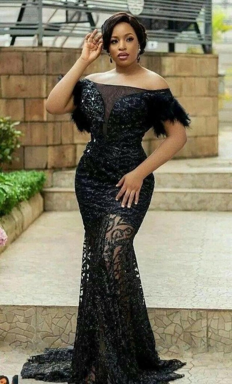 Black Lace Wedding Dress Black African Women Clothing - Etsy