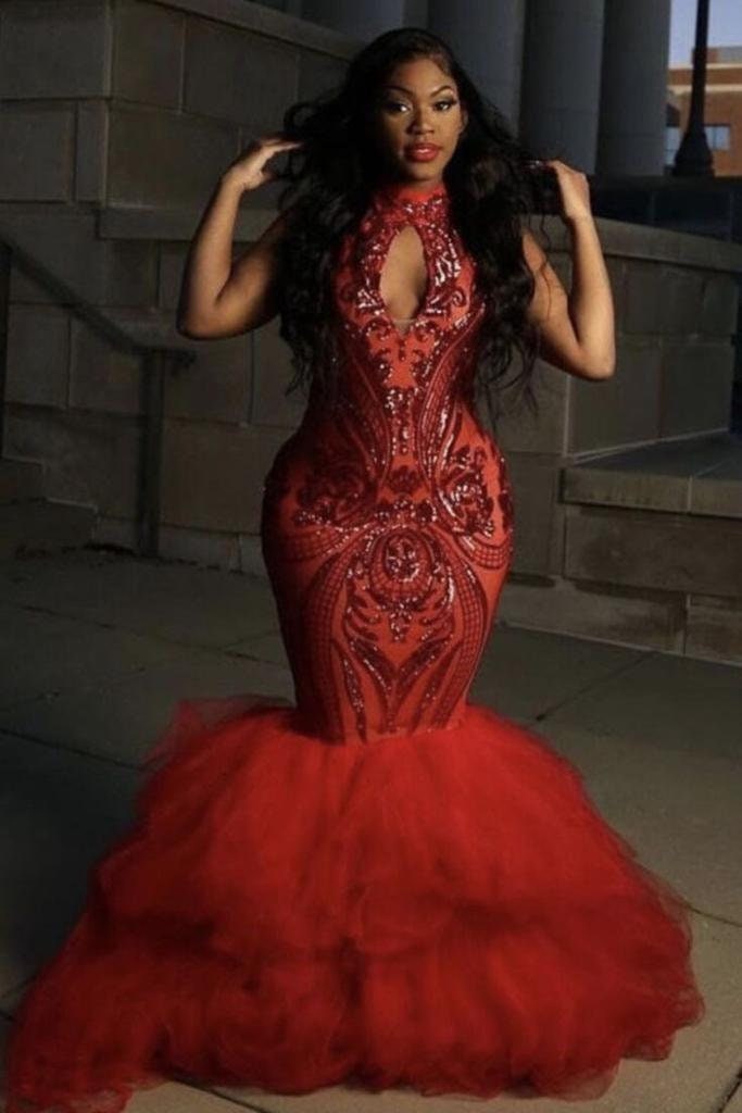 Red Lace Prom Dress Turtle Neck Prom Dress Red Lace Dress - Etsy