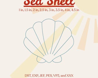 Sea Shell Embroidery Design 8 Sizes – Mini Summer Machine Embroidery File Digital Download