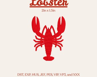 Lobster Mini Embroidery Design, Lobster Design, Machine Embroidery Files