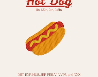 Hot Dog Embroidery Design 4 Sizes – Mini Summer Machine Embroidery File Digital Download - Fourth of July - Independence Day