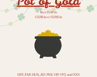 Pot of Gold Embroidery Design – Digital Download