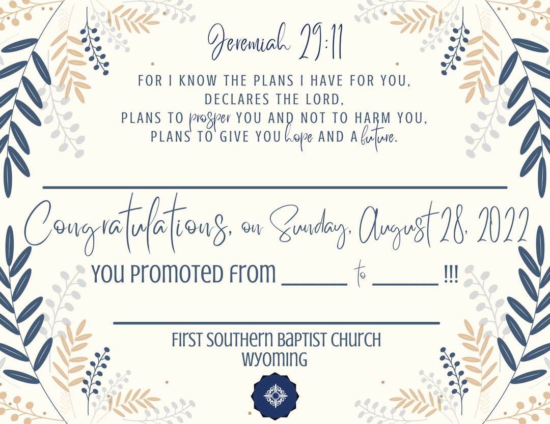 Sunday School Promotion Certificate - Etsy Australia