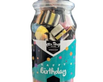 Liquorice Allsorts Happy Birthday 650gm Novelty Jars