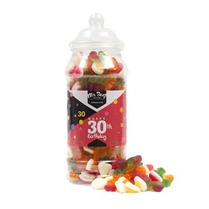 Happy 30th Birthday Sweet Gift Jar Jelly Mix Sweets Medium or Large Mr Beez