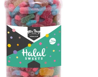 Halal Sweets Fizzy Mix Tangy Novelty Gift Jar Medium or Large