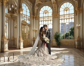 Luxury Ballroom Overlay Photo Wedding Maternity Backdrop Background Digital Texture Photography Studio Backdrop