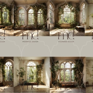 Window Ivy Overlay Photo Wedding Backdrop Background Digital Texture Photography Studio W