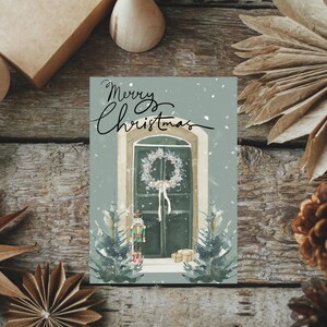Printable Christmas Card, Watercolor Christmas Design, Merry Christmas Greetings Card, Digital Download Holiday Card