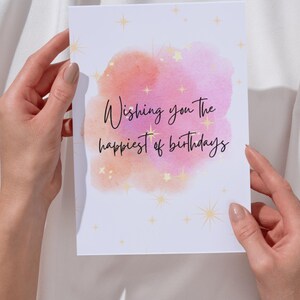 Cartão de feliz aniversário, cartão digital de feliz aniversário, cartão de aniversário floral, cartão de aniversário em aquarela, cartão de aniversário para impressão