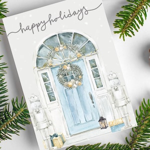 Printable Christmas Card, Watercolor Christmas Design, Happy Holidays Card, Digital Download Holiday Card