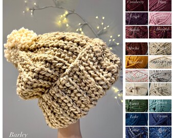 Oversized Hand-Knit Hat