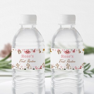My First Rodeo Birthday Water Bottle Labels, Cowgirl Birthday Water Bottle Sticker, Western Birthday Water Bottle Personalized Labels, CI