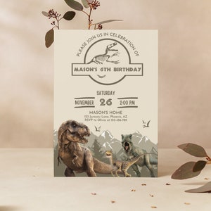 Faire-part d'anniversaire dinosaure, carte d'anniversaire dinosaure, dinosaure, fête d'anniversaire Trex, carte d'anniversaire dinosaure, fête jurassique, DI