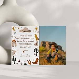 Meine erste Rodeo Geburtstag druckbare Dankeskarte, Cowboy Geburtstag Danke Notizen, Western Geburtstag Danke, Baby Danke Karten, CI