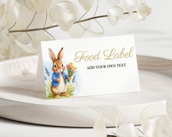 Peter Rabbit Baby Shower Food Tent Cards, Flopsy Bunny Baby Shower Place Cards, Peter Rabbit Party Table Seating Cards, Baby Shower Decor